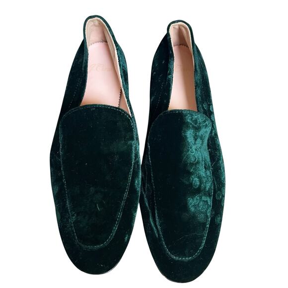 J Crew Green Cecile Smoking Velvet Slipper Loafers Size 8 - Picture 2 of 12